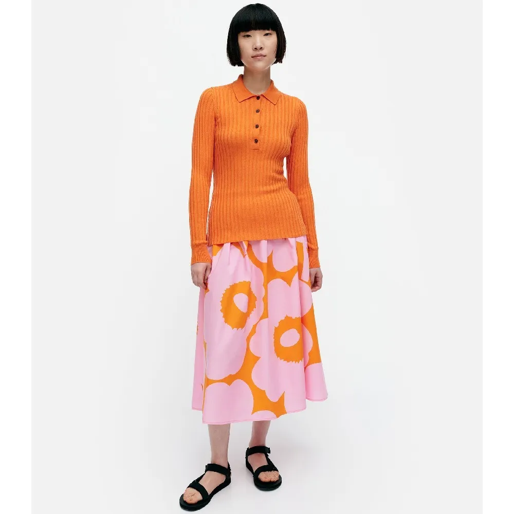 marimekko  |Casual Style Wool Rib Long Sleeves Plain Office Style