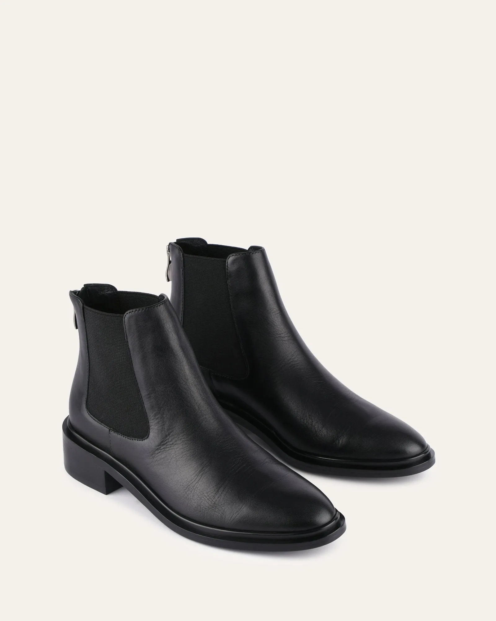 MELROSE FLAT ANKLE BOOTS BLACK LEATHER