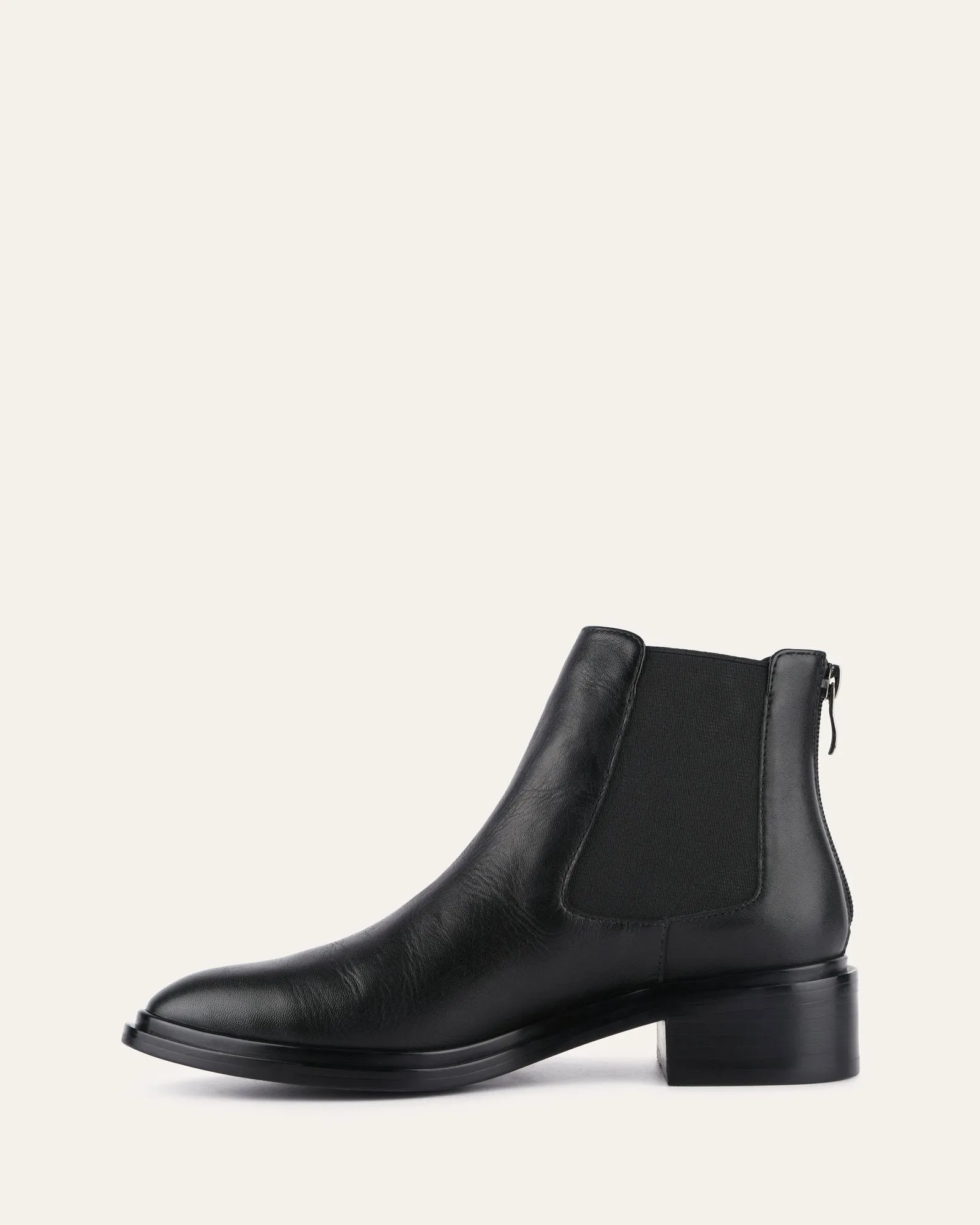 MELROSE FLAT ANKLE BOOTS BLACK LEATHER