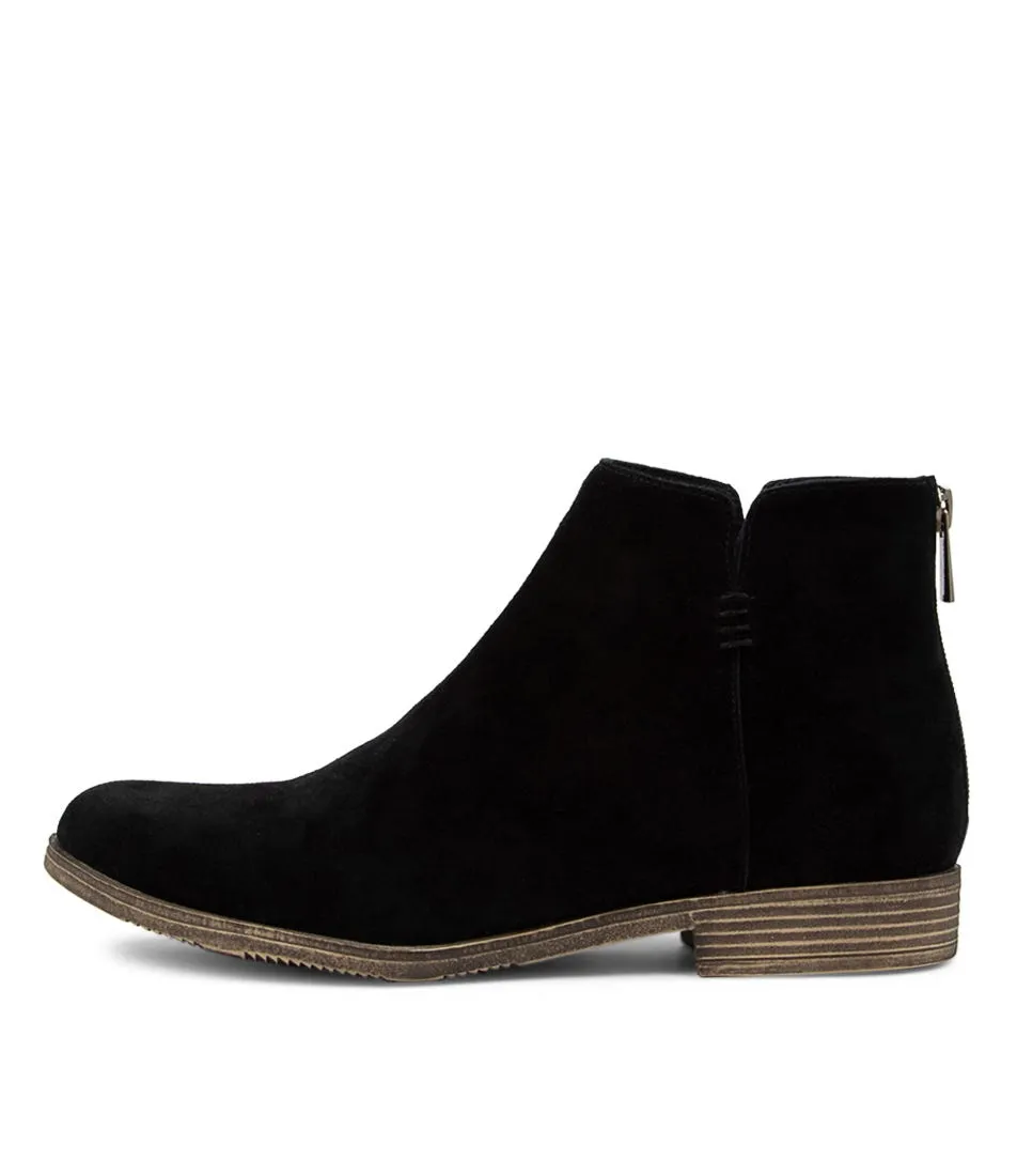 MIDAS Kippy Black Suede Ankle Boots