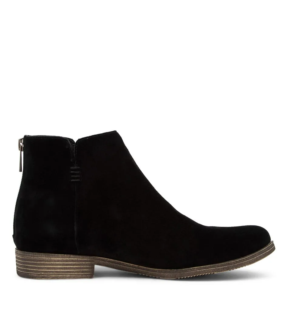 MIDAS Kippy Black Suede Ankle Boots