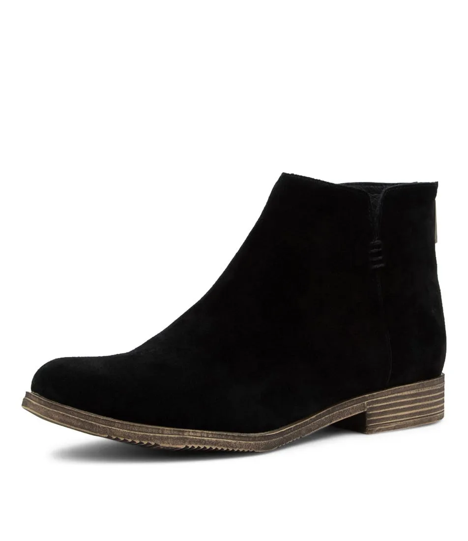 MIDAS Kippy Black Suede Ankle Boots