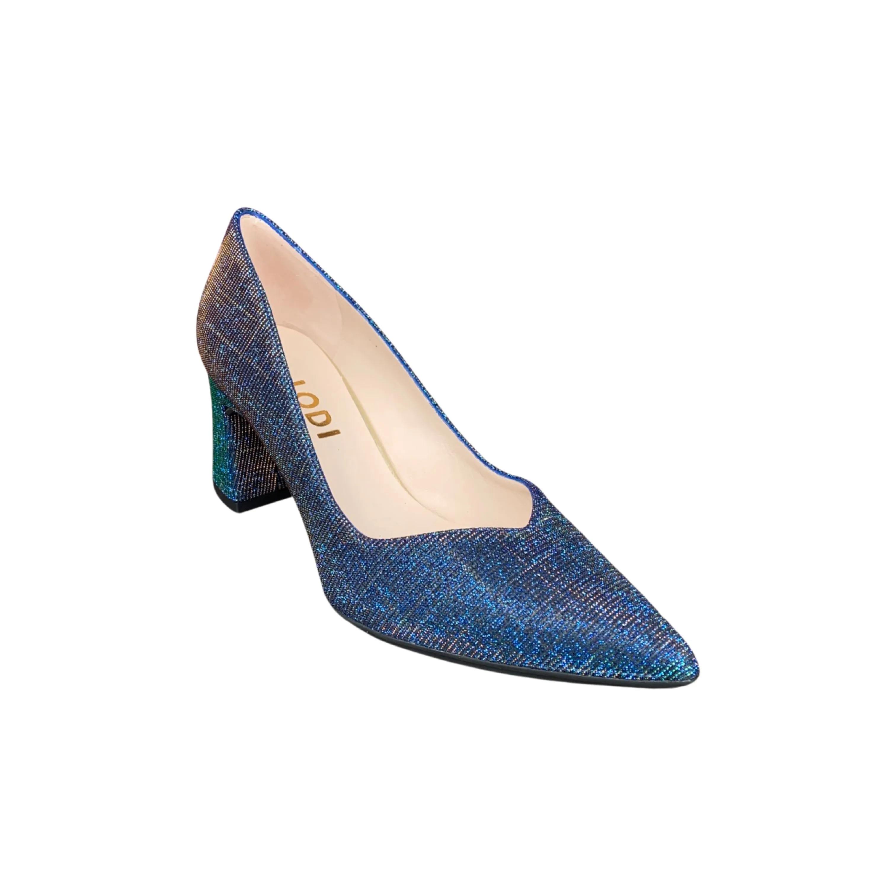 Mili Te Navy Multi Shimmer Block Heel Pump