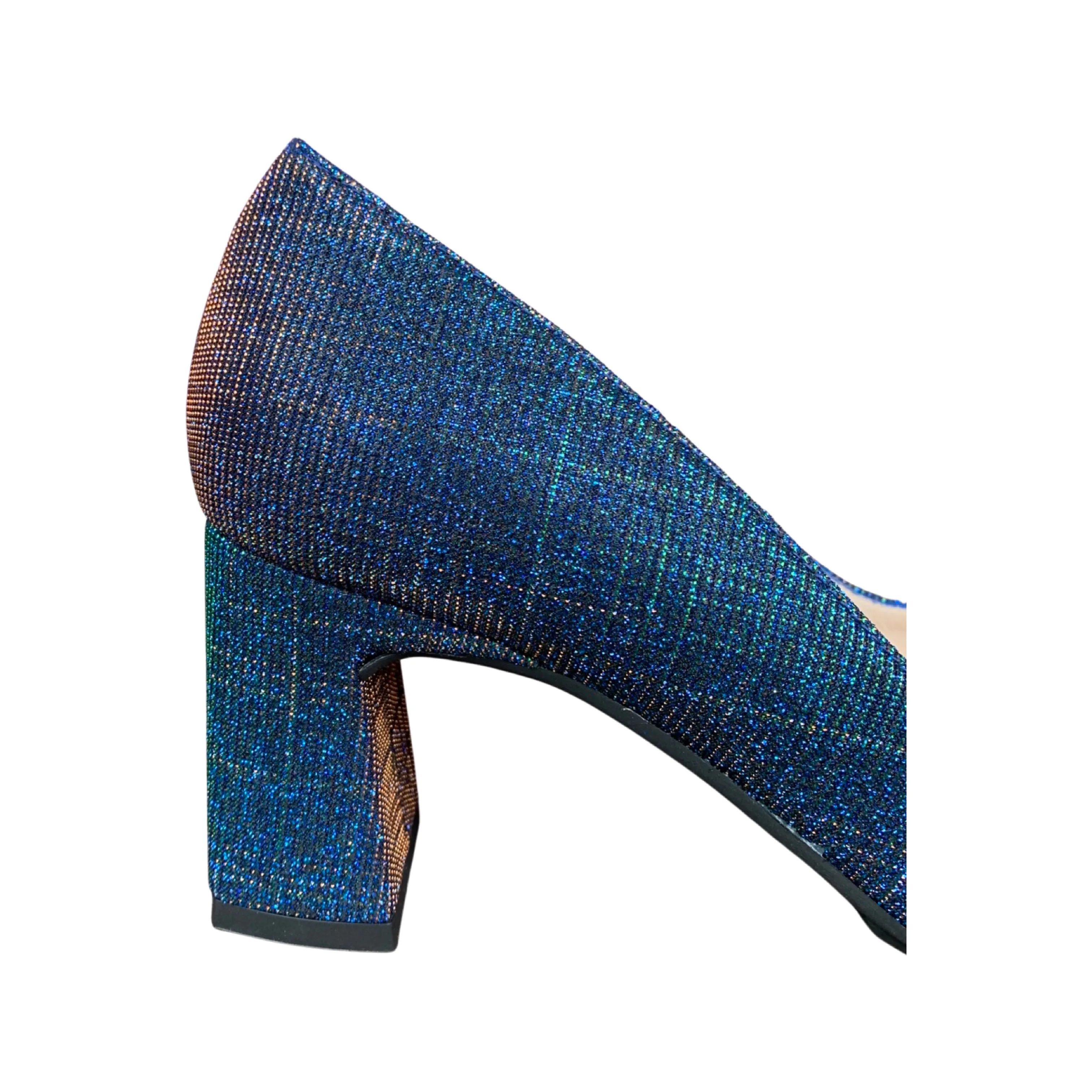 Mili Te Navy Multi Shimmer Block Heel Pump