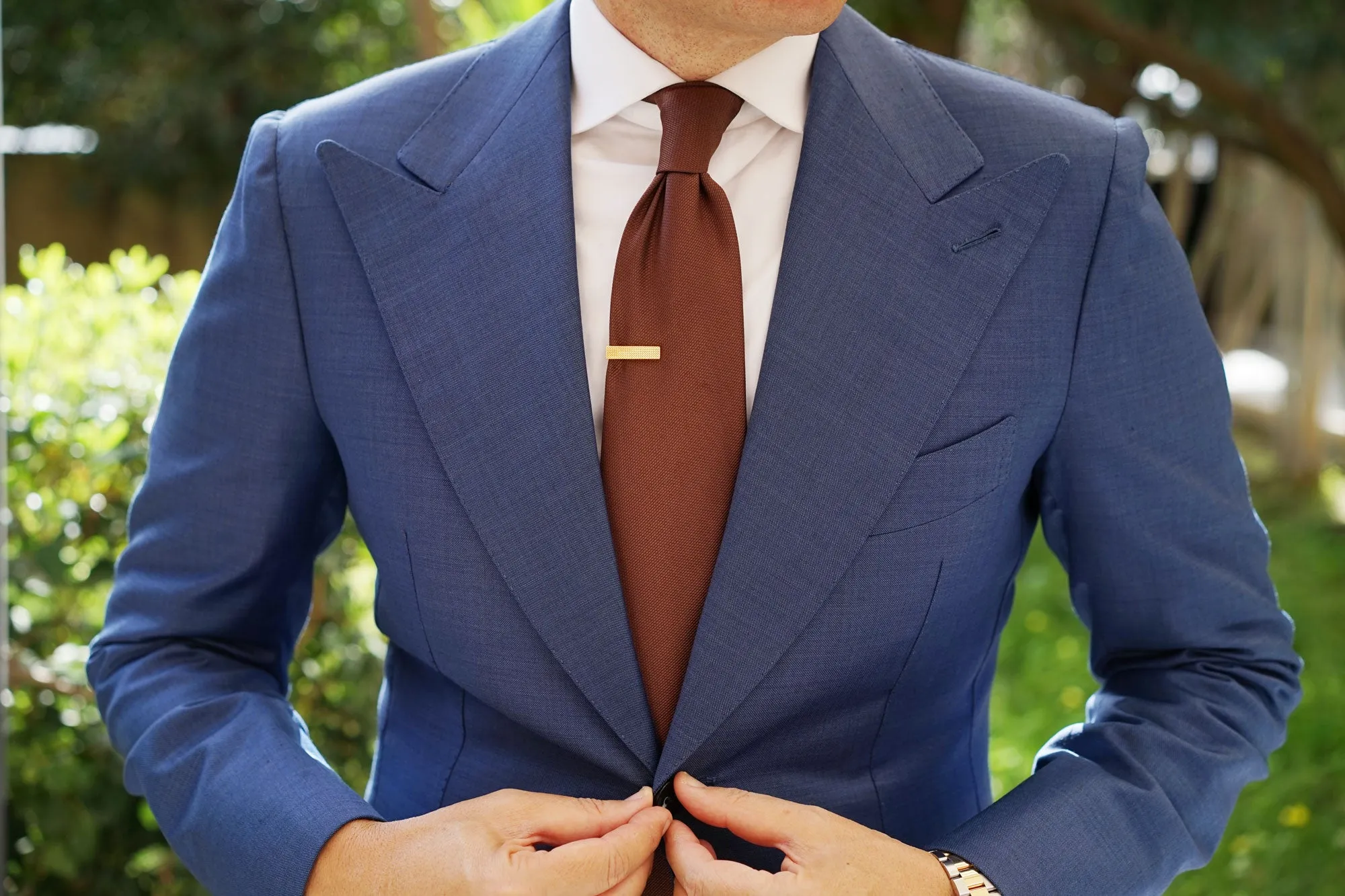 Mini Studded Gold Skinny Tie Bar