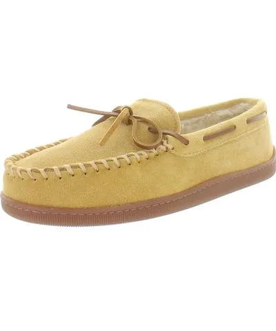 Minnetonka Pile Lined Hardsole Mens Faux Fur Suede Moccasins