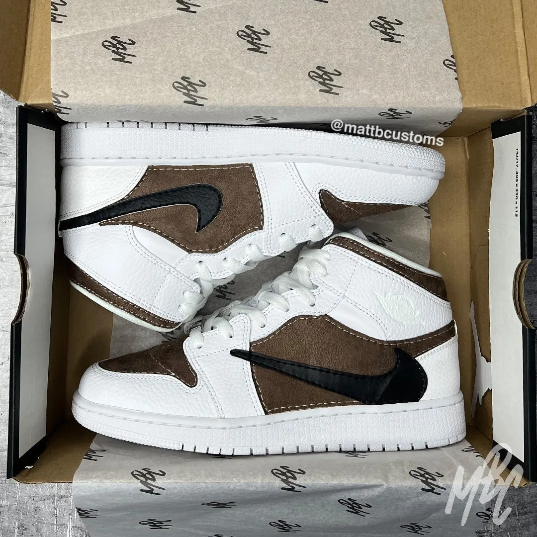 Mocha Suede Reverse Swoosh - Jordan 1 Mid | UK 6