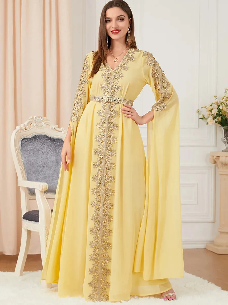 Moroccan Kaftan, Muslim Women Abaya, Dresses Long Sleeve