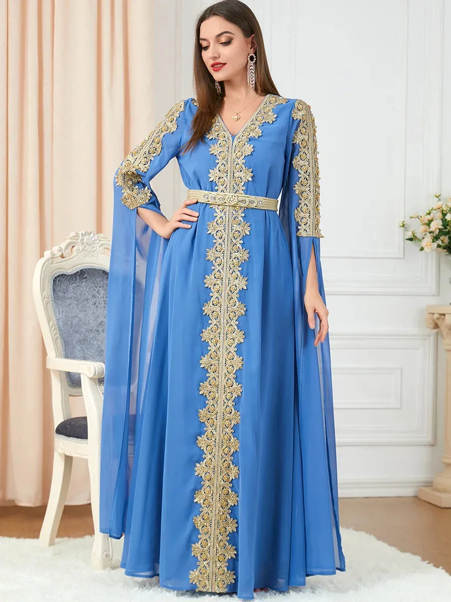 Moroccan Kaftan, Muslim Women Abaya, Dresses Long Sleeve