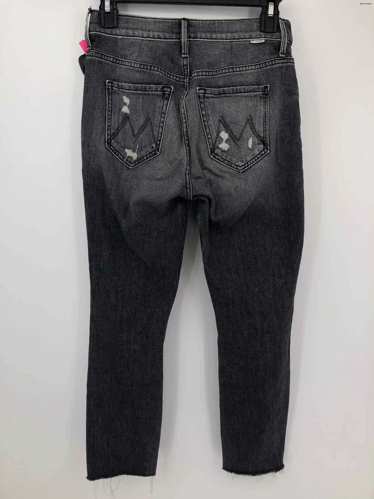 MOTHER Charcoal Distressed High Rise Skinny Size SMALL (S) Jeans