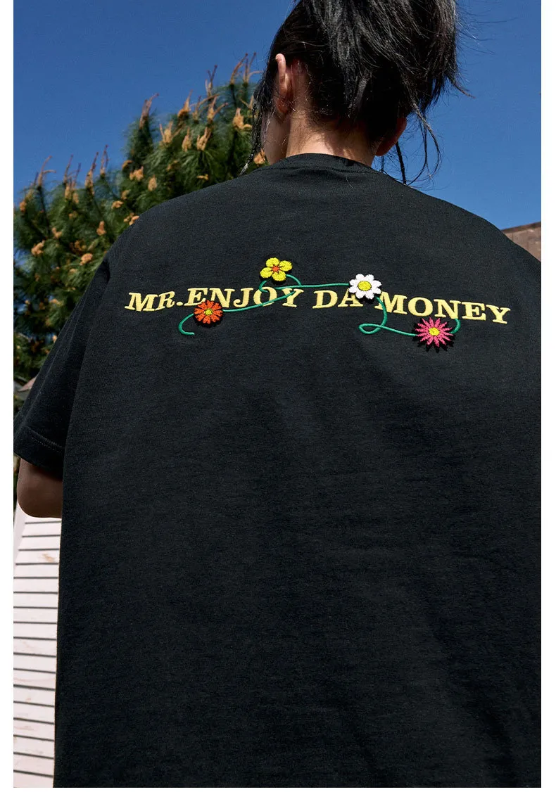 MR. ENJOY DA MONEY  |Crew Neck Flower Patterns Unisex Street Style Cotton