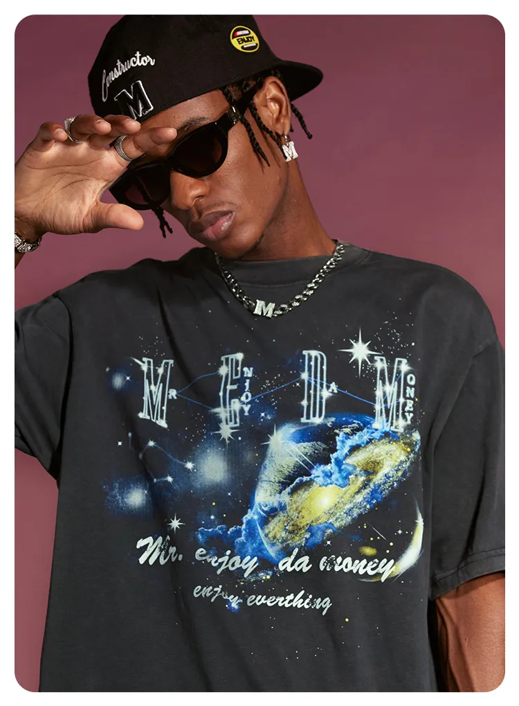 MR. ENJOY DA MONEY  |Crew Neck Unisex Blended Fabrics Street Style Cotton