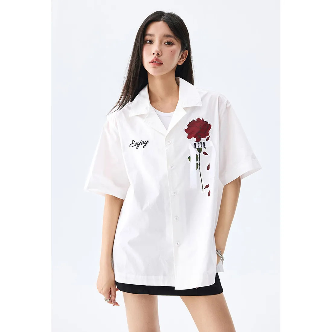 MR. ENJOY DA MONEY  |Flower Patterns Unisex Street Style Cotton Short Sleeves