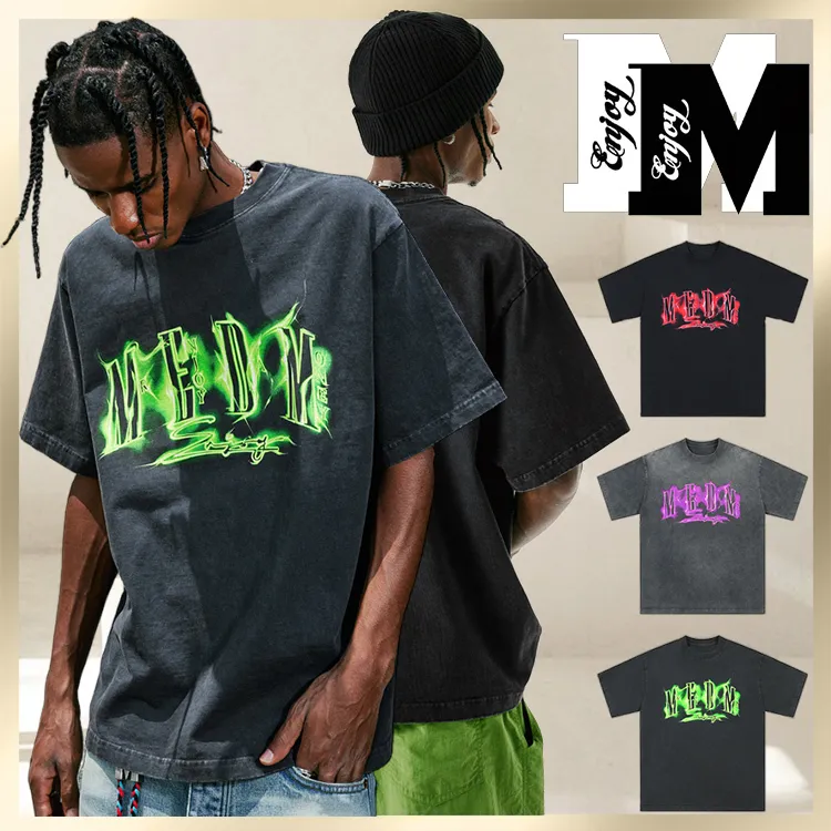 MR. ENJOY DA MONEY  |Unisex Street Style Bi-color Cotton Short Sleeves Oversized