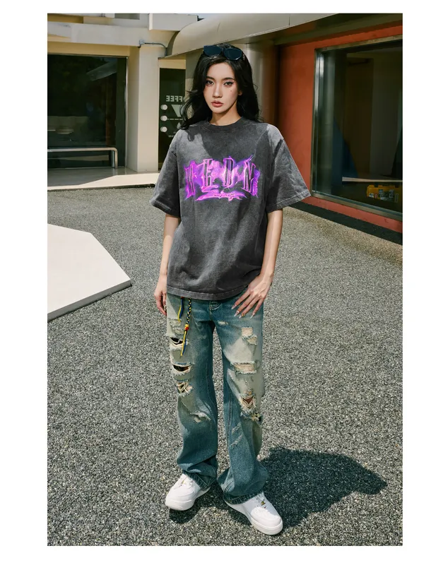 MR. ENJOY DA MONEY  |Unisex Street Style Bi-color Cotton Short Sleeves Oversized