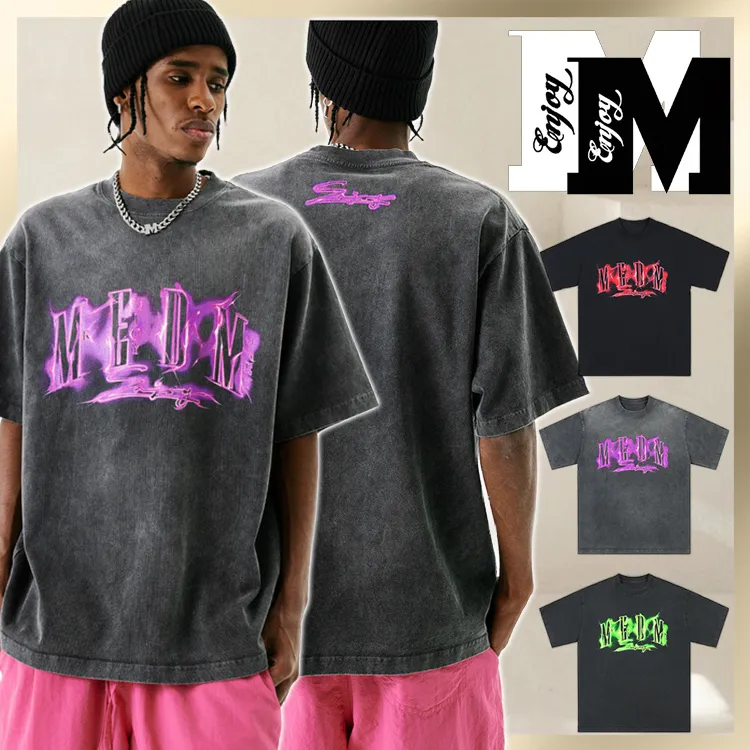 MR. ENJOY DA MONEY  |Unisex Street Style Bi-color Cotton Short Sleeves Oversized