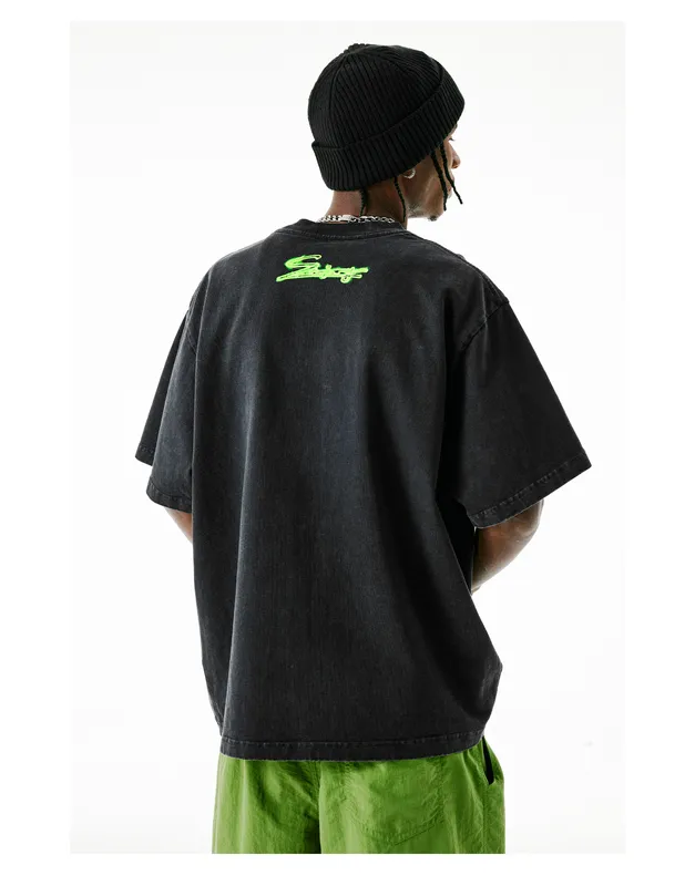 MR. ENJOY DA MONEY  |Unisex Street Style Bi-color Cotton Short Sleeves Oversized