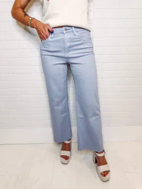 Olivia High Rise Crop Wide Leg Denim-- Grey Dawn