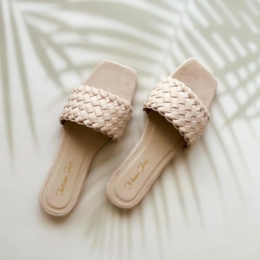 ONYX Suede Braided Flat Slides