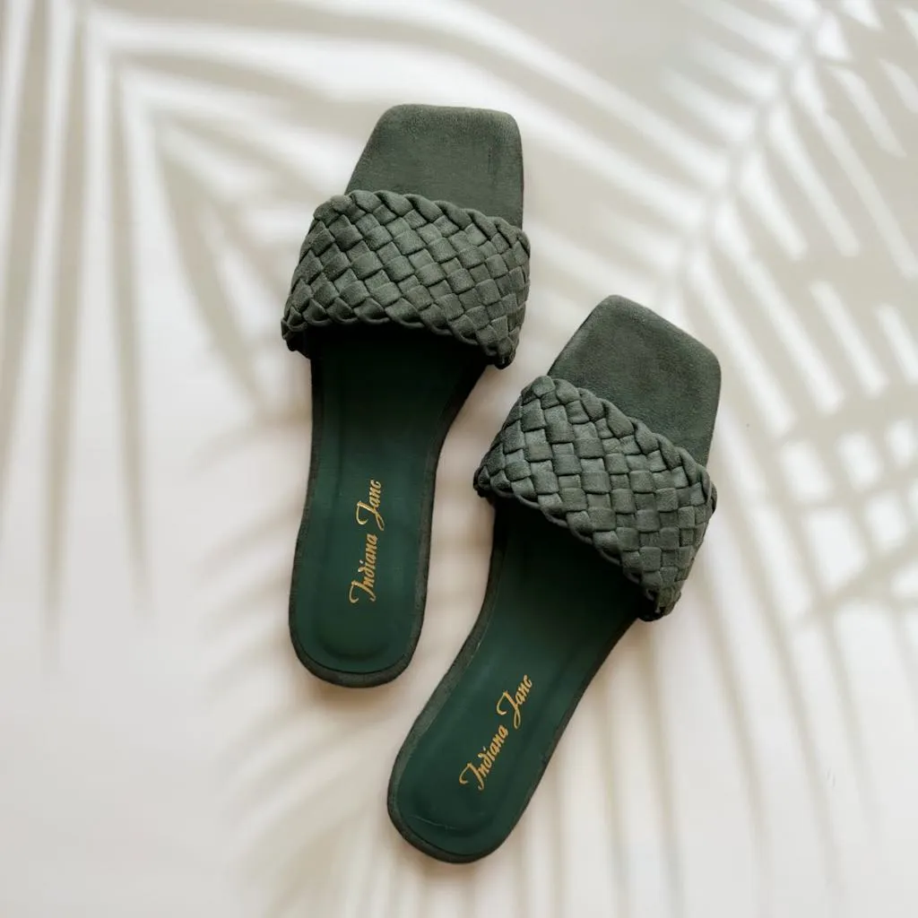 ONYX Suede Braided Flat Slides