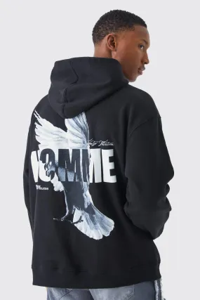 Oversized Homme Dove Graphic Hoodie | boohooMAN UK