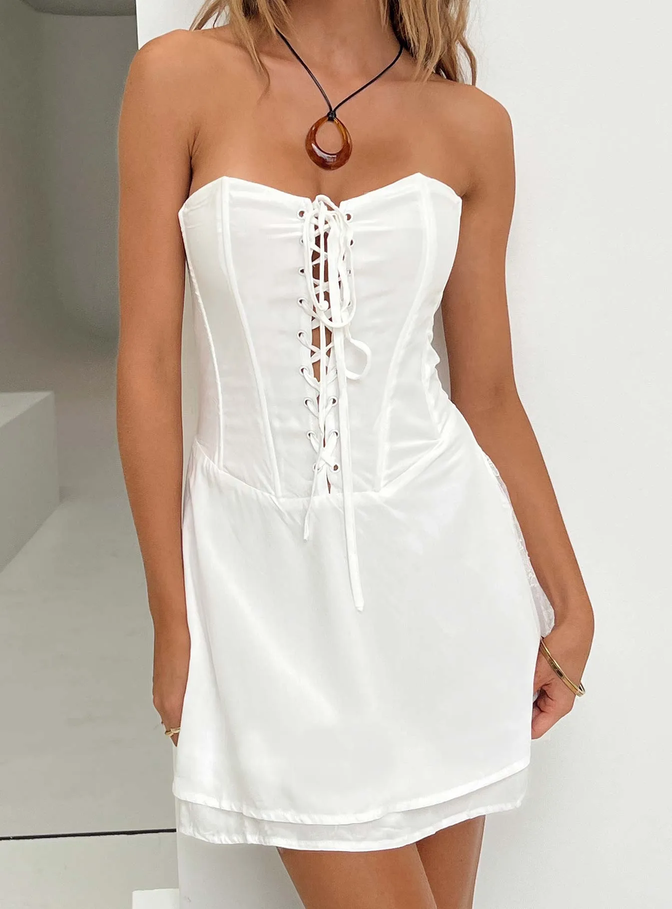 Peroli Corset Mini Dress White