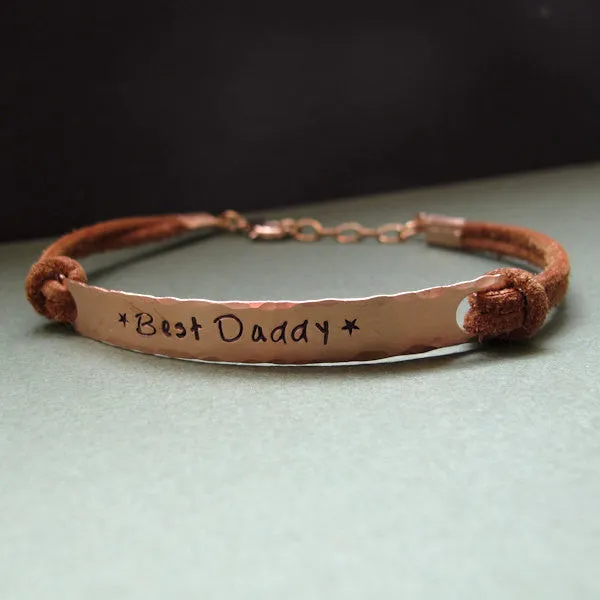 Personalized Daddy Bracelet - Leather Mens Bracelet