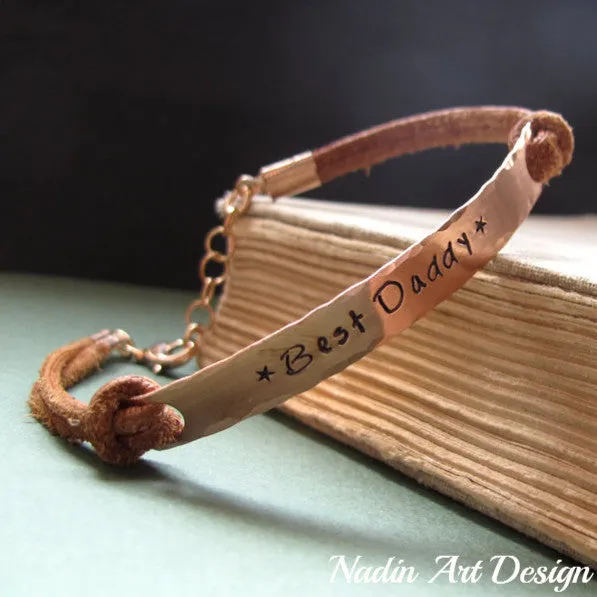 Personalized Daddy Bracelet - Leather Mens Bracelet