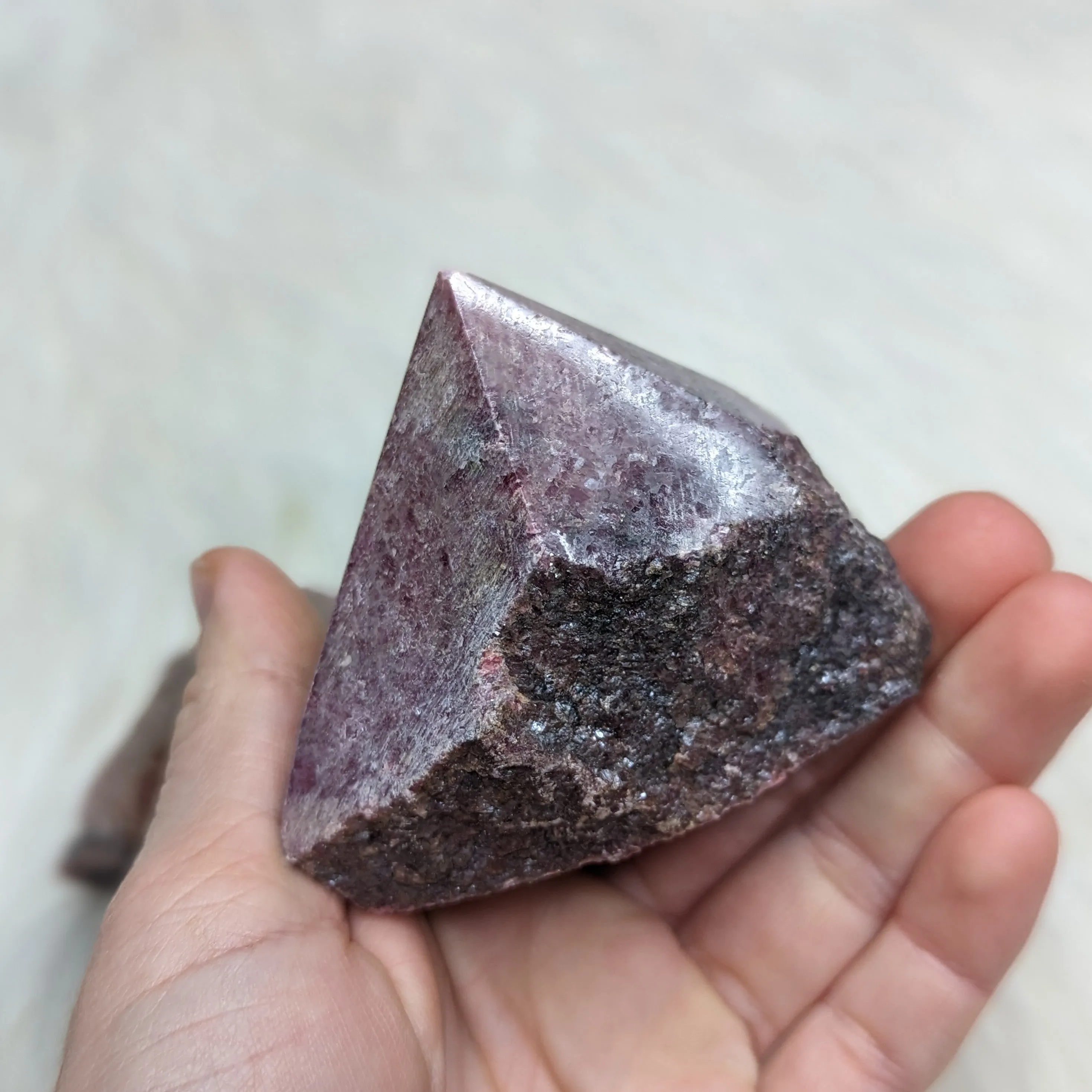 Pink Rhodonite Polished Point Carving ~ 6 sides