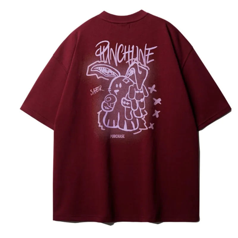 PUNCHLINE  |Unisex Street Style Cotton Oversized Logo T-Shirts