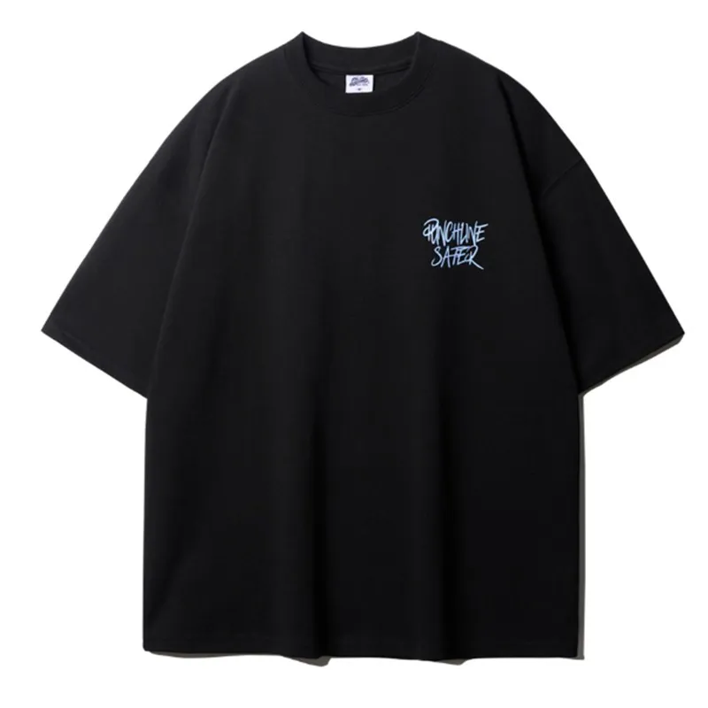 PUNCHLINE  |Unisex Street Style Cotton Oversized Logo T-Shirts