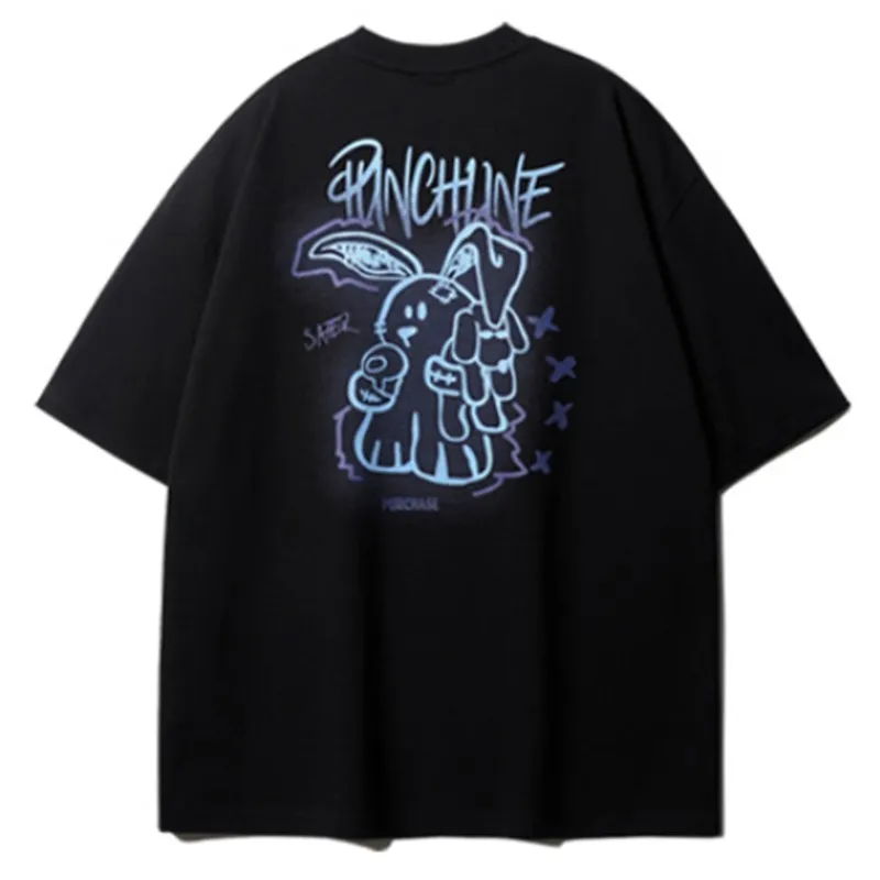 PUNCHLINE  |Unisex Street Style Cotton Oversized Logo T-Shirts