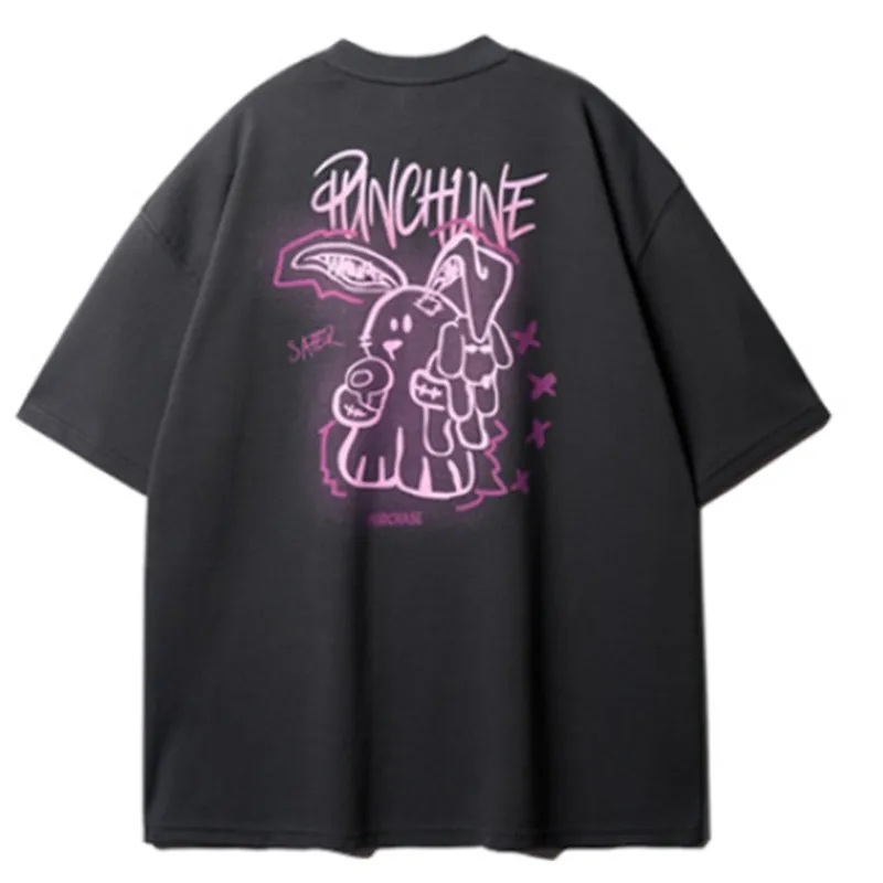 PUNCHLINE  |Unisex Street Style Cotton Oversized Logo T-Shirts