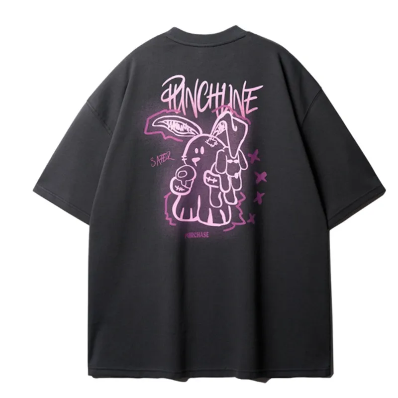 PUNCHLINE  |Unisex Street Style Cotton Oversized Logo T-Shirts