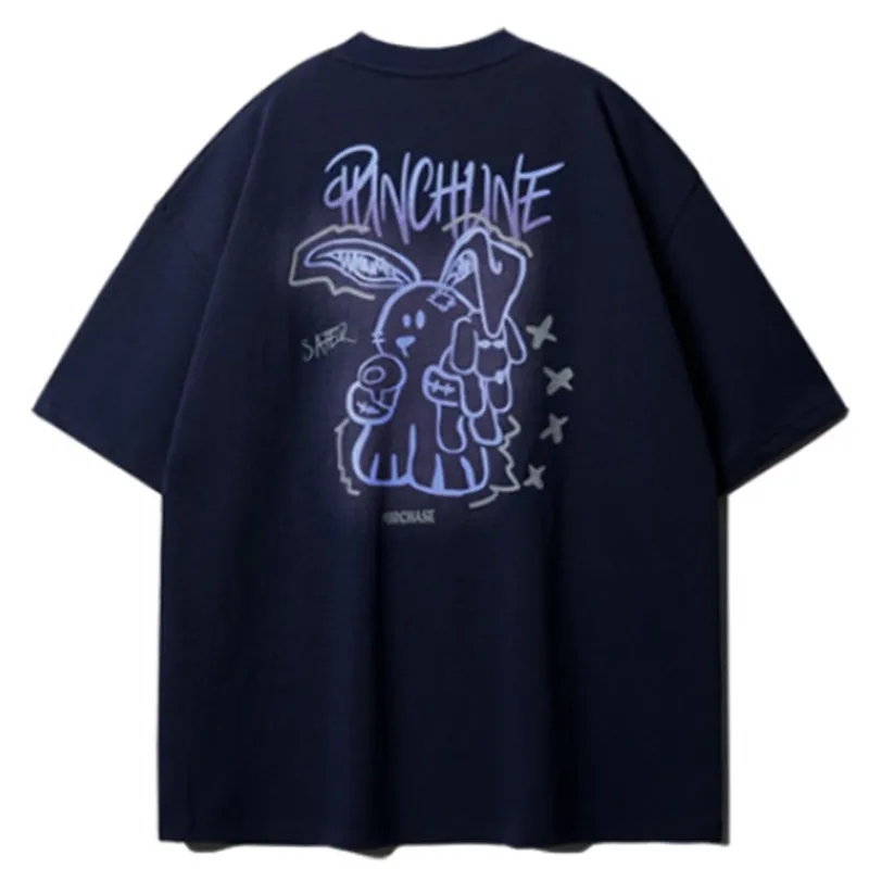 PUNCHLINE  |Unisex Street Style Cotton Oversized Logo T-Shirts