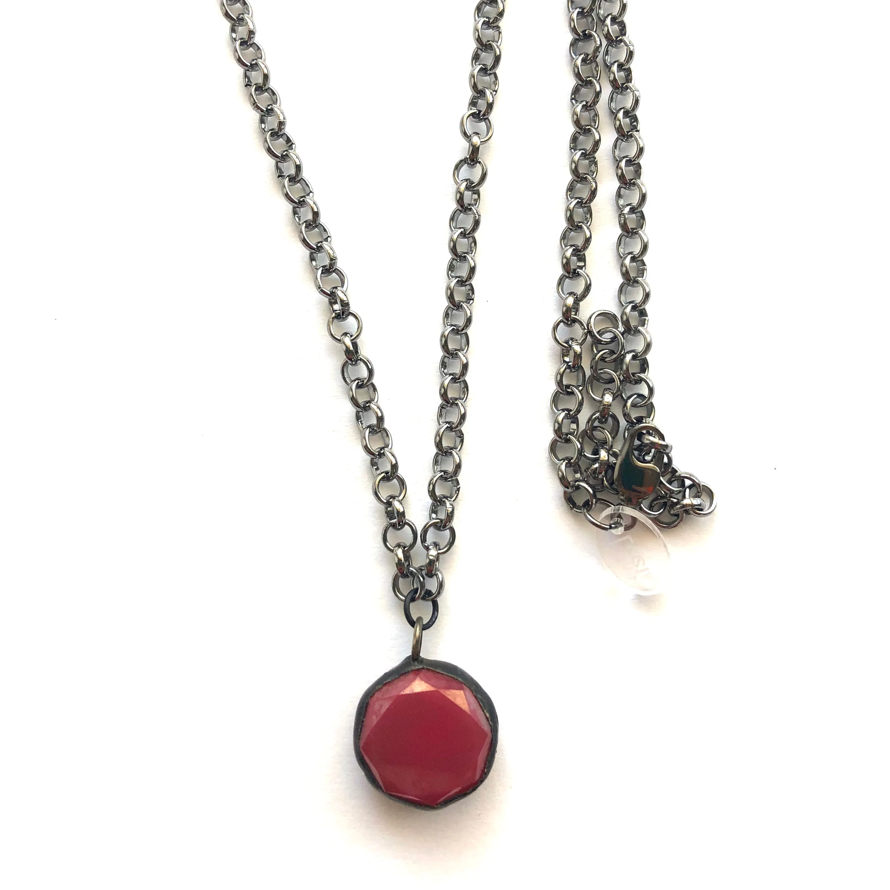 Ruby Luster & Gun Metal Layering Necklace - Medium