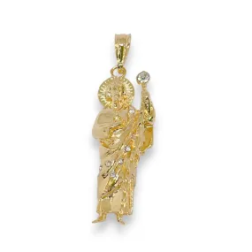 San judas white crystal pendant in 18k of gold layering