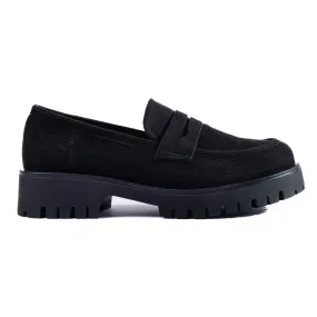 Shelovet suede moccasins with a thick sole black