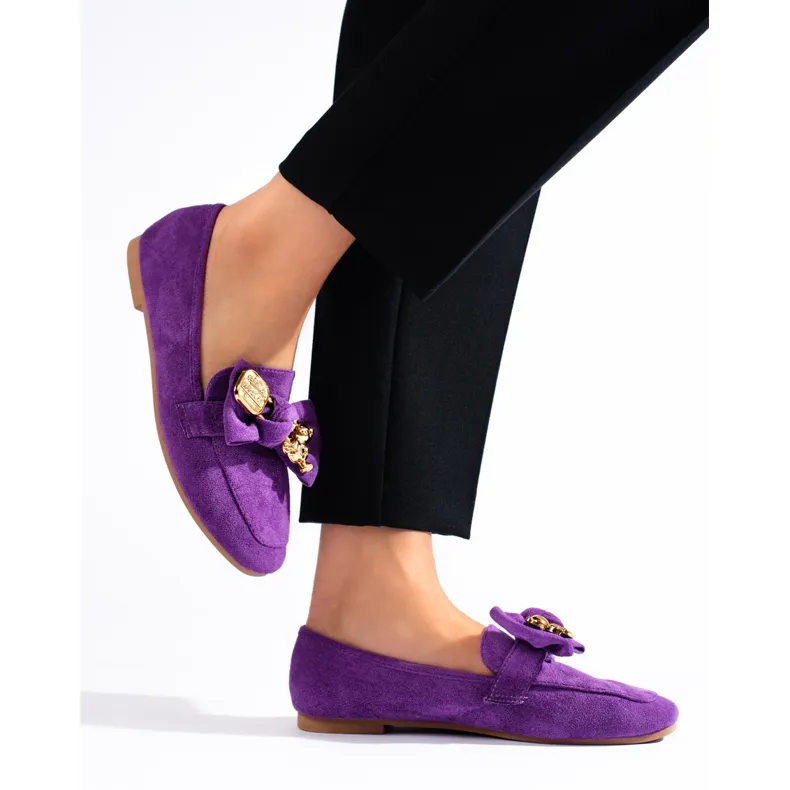 Shelovet women's purple suede moccasins violet