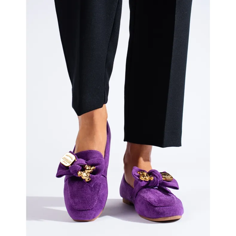 Shelovet women's purple suede moccasins violet