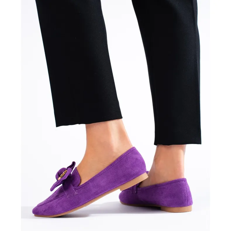 Shelovet women's purple suede moccasins violet