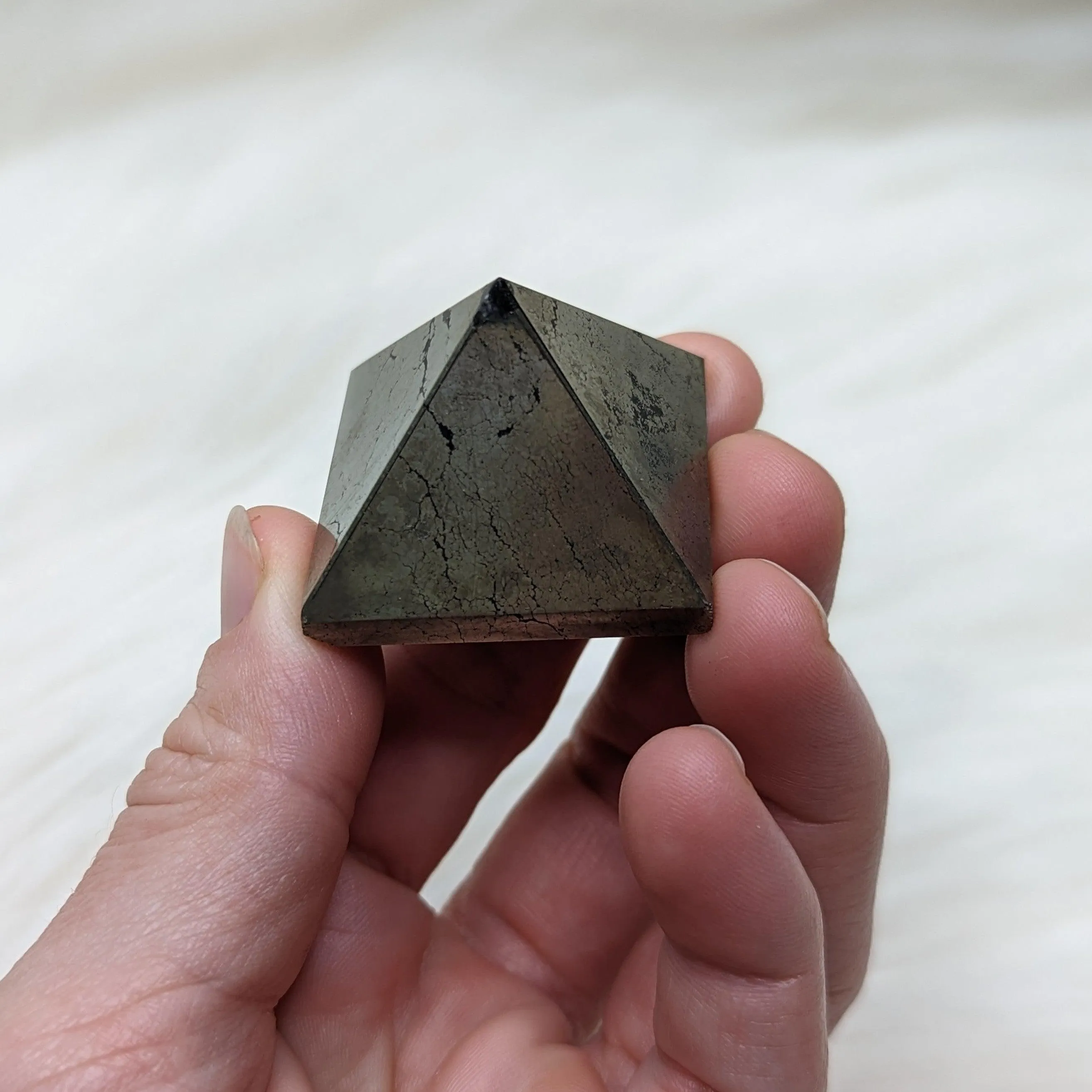 Shining Protective Pyrite Pyramid Carving