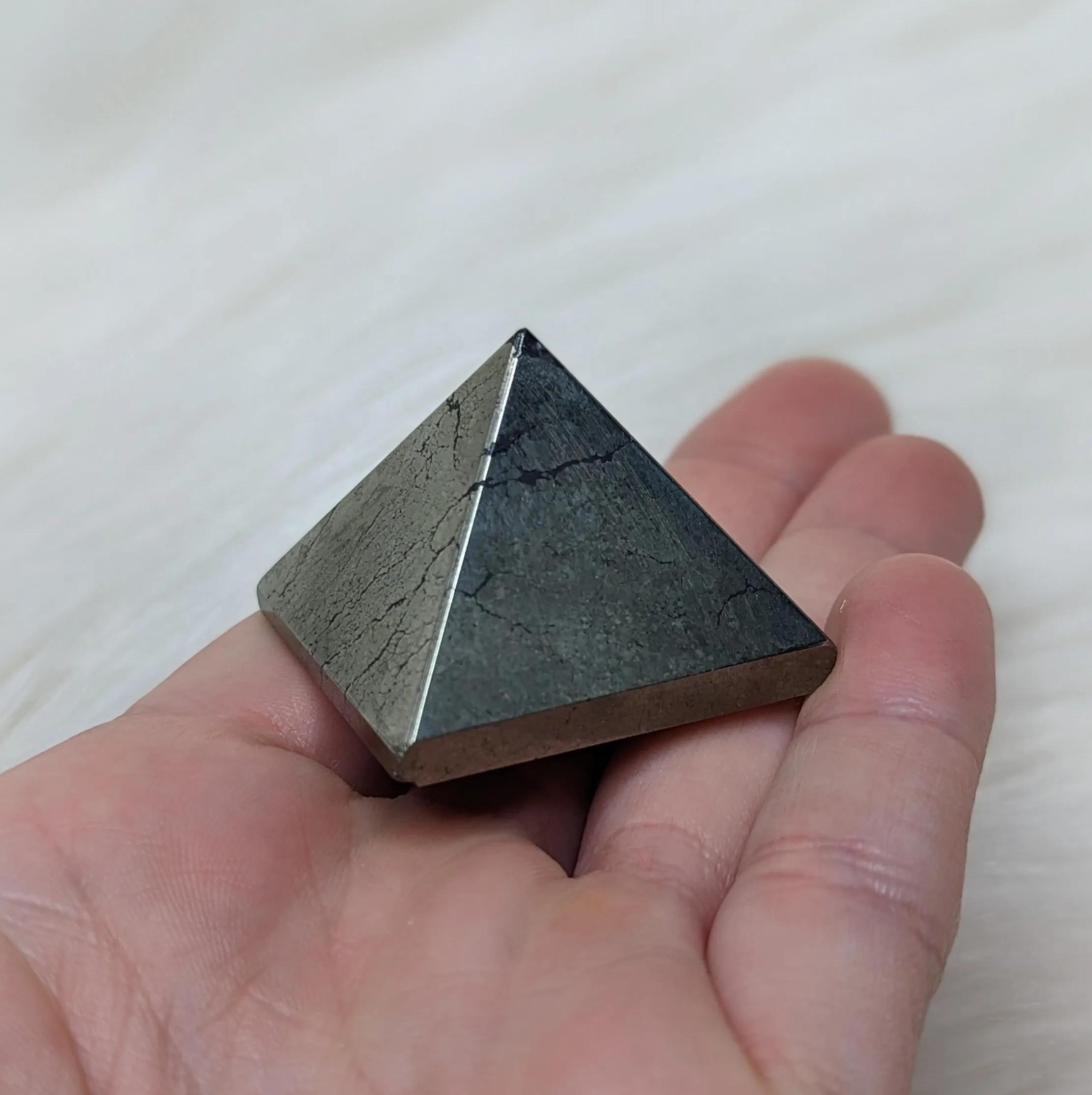 Shining Protective Pyrite Pyramid Carving