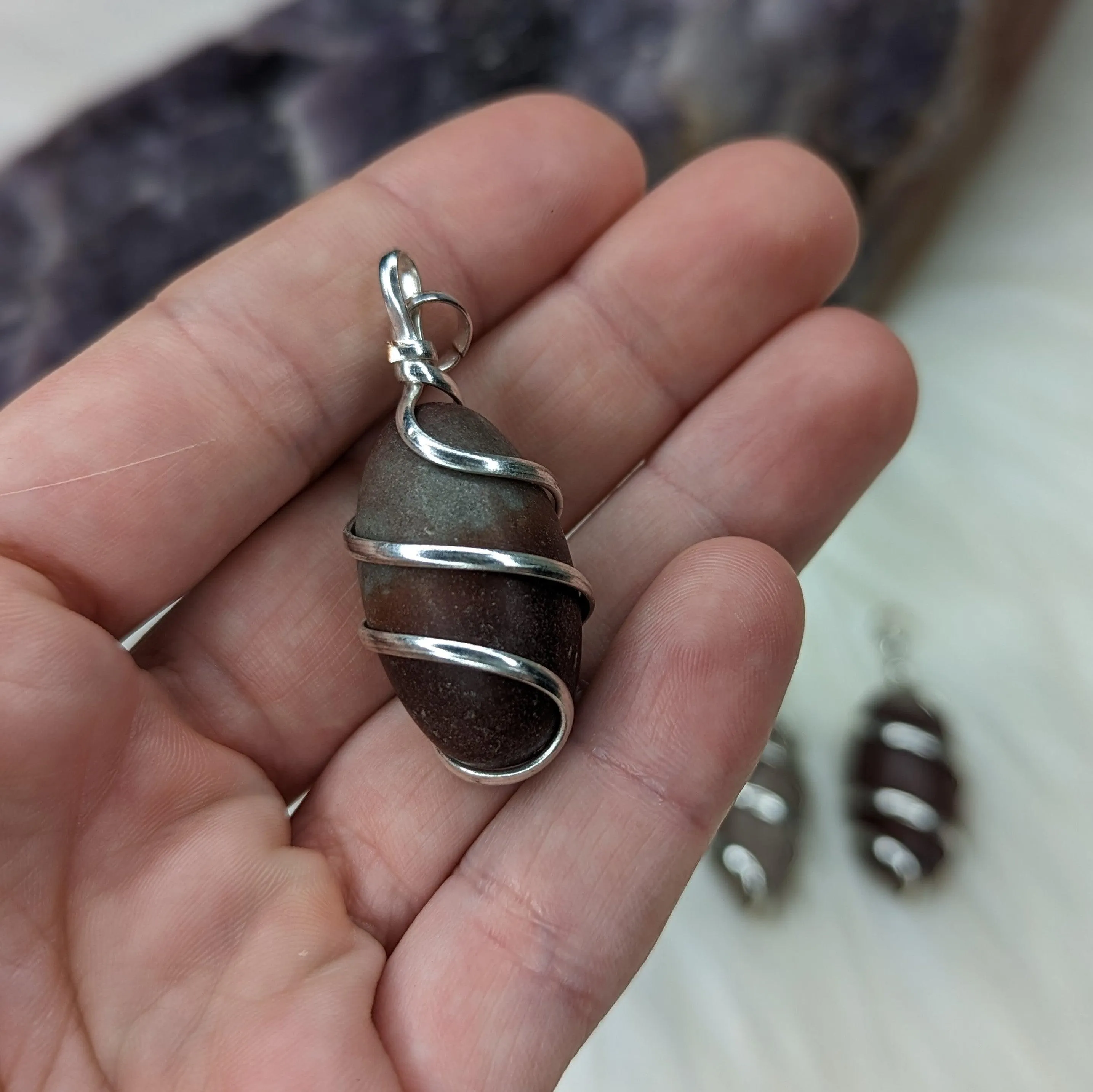 Shiva Lingham Wrapped Pendant ~ Includes Necklace Cord