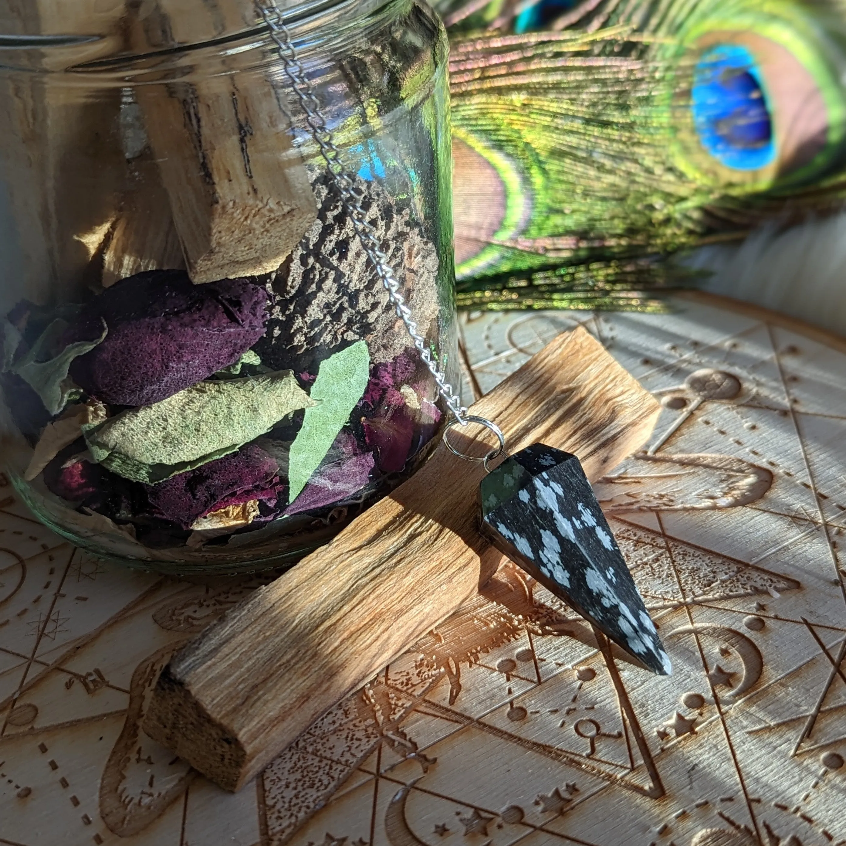 Snowflake Obsidian Pendulum