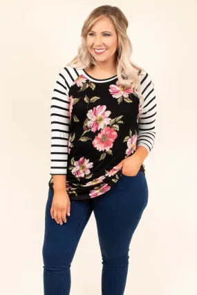 Spring Time Top, Ivory-Black