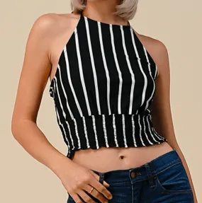 Stripped Halter Top - Black/White