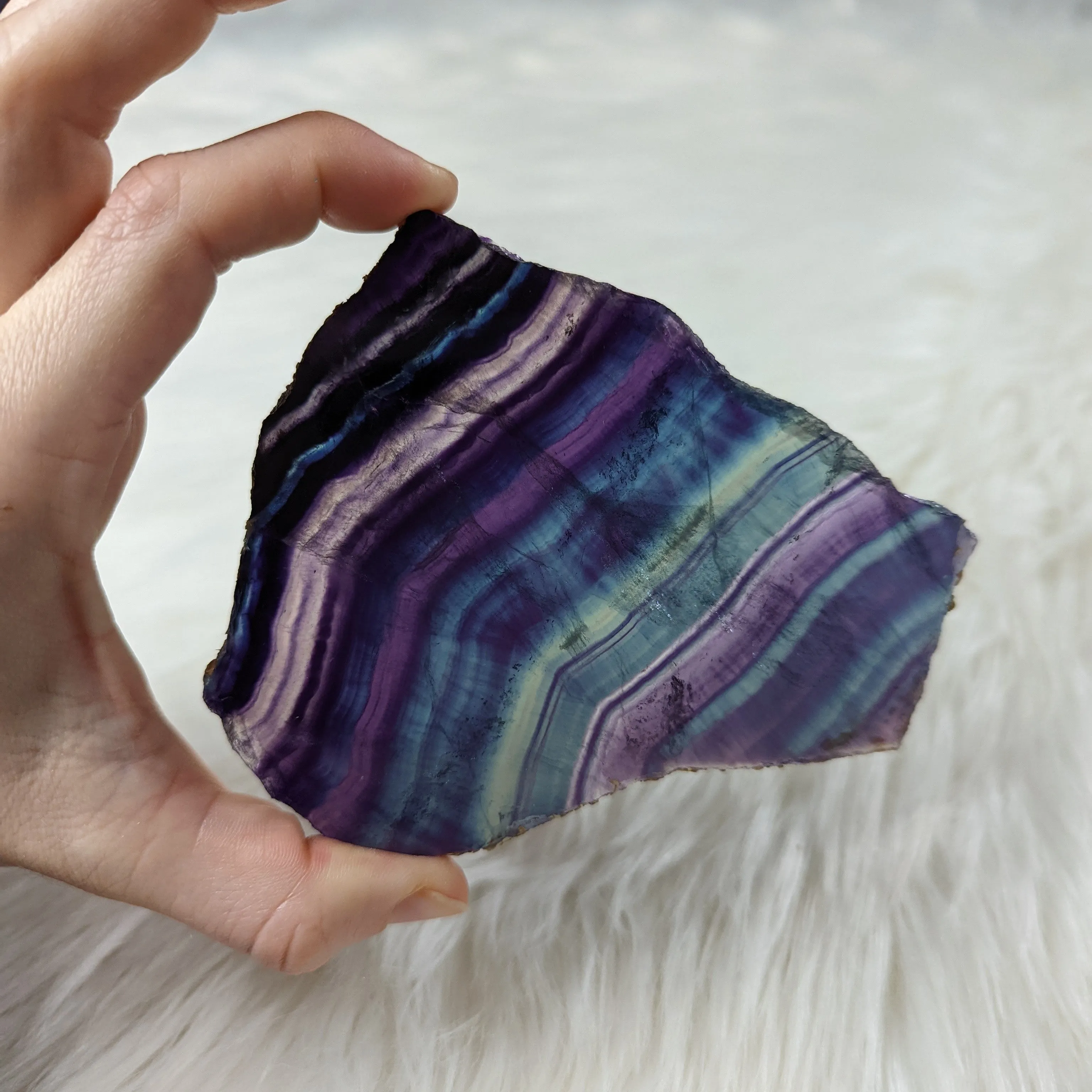 STUNNING Rainbow Flourite Slice #3~ Translucent and Vibrant!