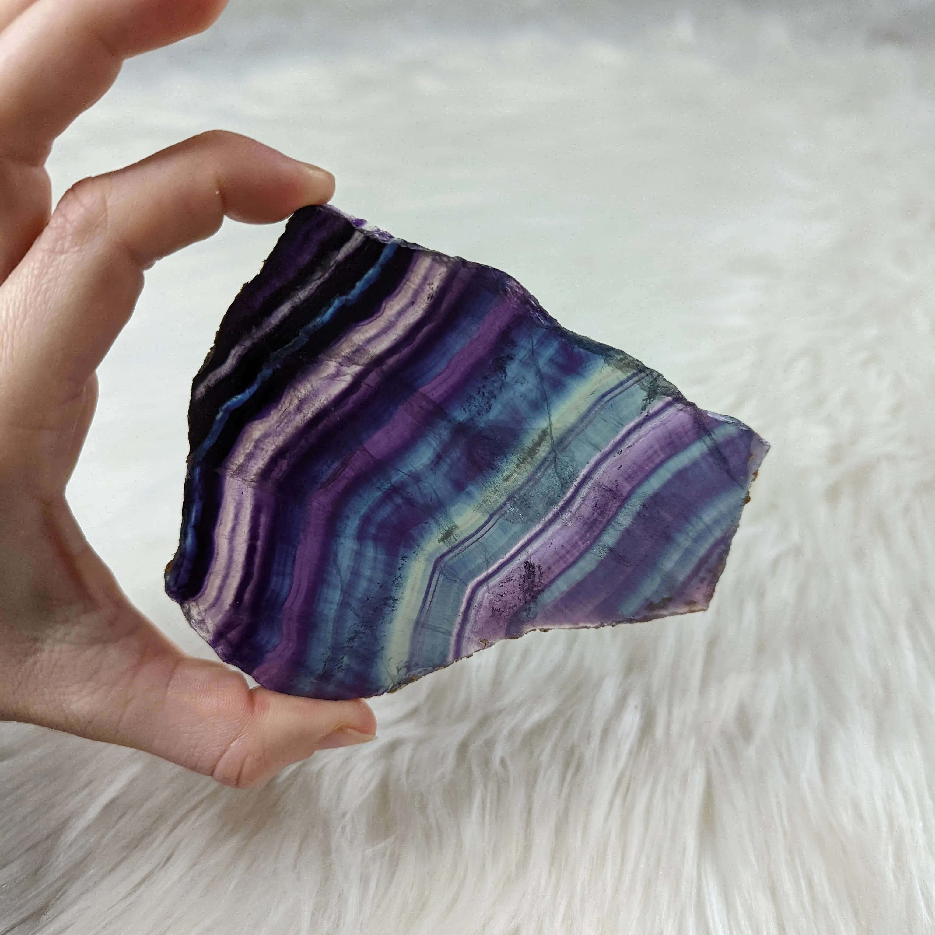 STUNNING Rainbow Flourite Slice #3~ Translucent and Vibrant!