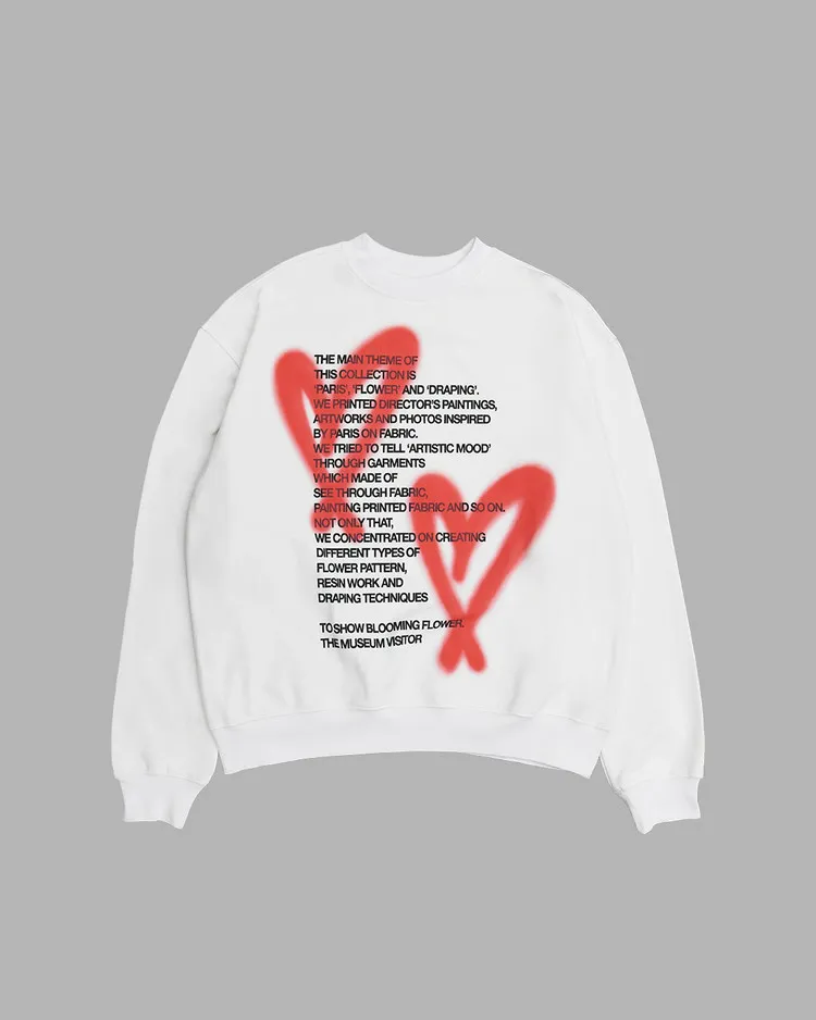 THE MUSEUM VISITOR  |Heart Unisex Street Style Long Sleeves Oversized Logo